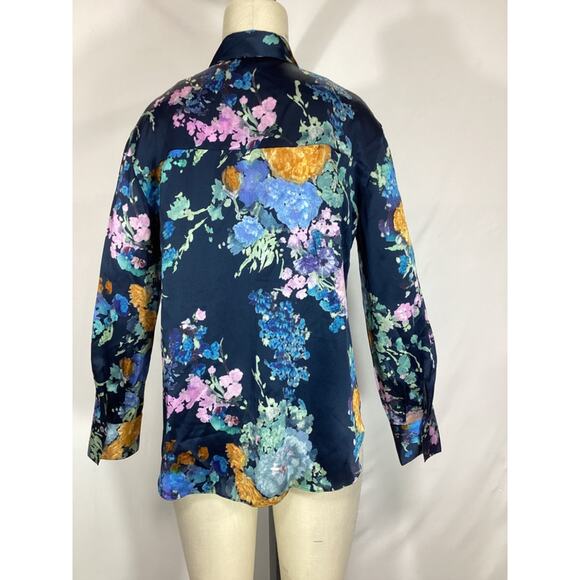 Vince Painted 'Bouquet' Long Sleeve Silk Floral Print Button-Up Shirt Size S - Picture 3 of 4